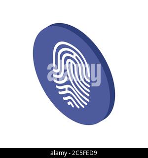 Isometrica dell'icona del ciclo di impronte digitali. Illustrazione vettoriale EPS 10 in stile piatto e trendy isolato. Illustrazione Vettoriale