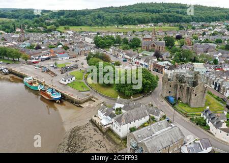 Vista aerea del drone di Kirkcudbright Dumfires e Galloway Foto Stock