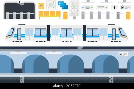 Set di icone metropolitane città vettore piatto Illustrazione Vettoriale