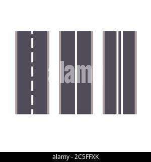 Serie di illustrazioni vettoriali su strade in curva e autostrade. Illustrazione Vettoriale