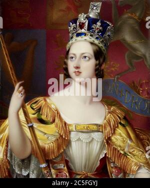 Victoria (Alexandrina Victoria; 1819 – 1901) Regina del Regno Unito di Gran Bretagna e Irlanda dal 20 giugno 1837 fino alla sua morte. Ritratto dell'incoronazione Foto Stock