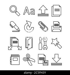 Set di icone del documento. Stile piatto alla moda per grafica, sito web. Illustrazione del vettore di stock. Illustrazione Vettoriale