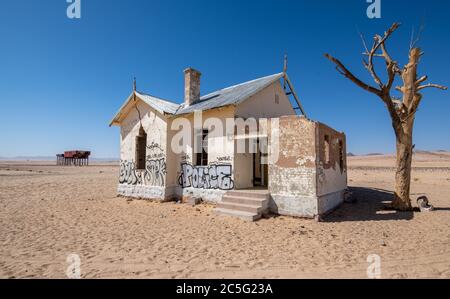 Stazione ferroviaria di Garus abbandonata ad Aus, Regione Karas, Namibia Foto Stock