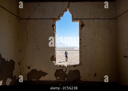 Stazione ferroviaria di Garus abbandonata ad Aus, Regione karas, Namibia Foto Stock