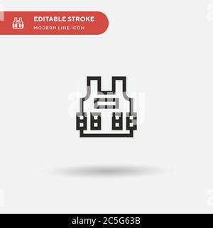 Icona vettore semplice del giubbotto antiproiettile. Modello di disegno simbolo illustrazione per elemento UI mobile Web. Pittogramma moderno a colori perfetto su tratto modificabile. Icone di giubbotto antiproiettile per il tuo progetto aziendale Illustrazione Vettoriale
