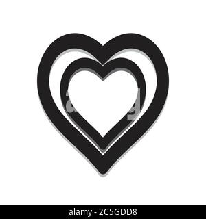 Icona cuore. Icona cuore nero isolato con sfondo bianco. icona cuore eps. Immagine icona cuore. Logo icona cuore. Simbolo dell'icona del cuore. Icona cuore piatta. Illustrazione Vettoriale