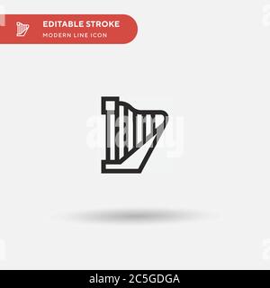 Icona vettore semplice arpa. Modello di disegno simbolo illustrazione per elemento UI mobile Web. Pittogramma moderno a colori perfetto su tratto modificabile. Icone di arpa per il vostro progetto di affari Illustrazione Vettoriale