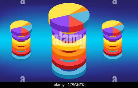 design tessile digitale di cerchi astratti su sfondo blu Illustrazione Vettoriale