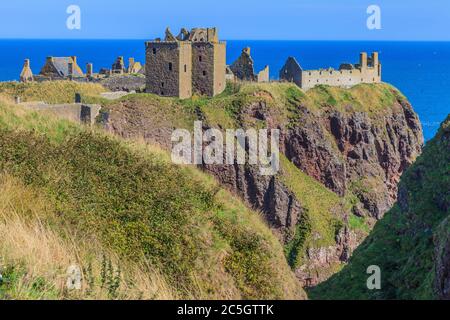 Vista sul castello di Dunnottar in Scottland Foto Stock