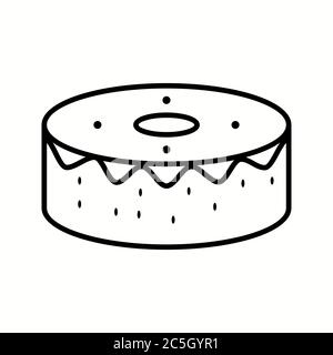 Icona unica della linea vettoriale della torta di compleanno Illustrazione Vettoriale