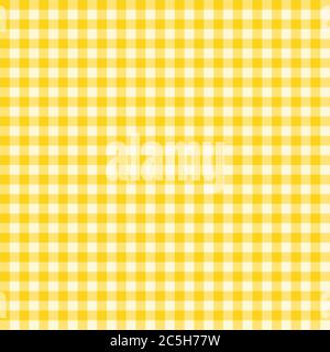 Tradizionale motivo Gingham in colore giallo. Modello vettoriale a scacchi senza giunture. Sfondo geometrico astratto. Illustrazione Vettoriale
