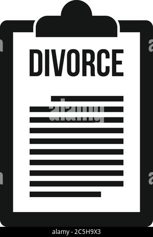 Icona degli appunti di divorzio. Semplice illustrazione di divorzio clipboard vettore icona per web design isolato su sfondo bianco Illustrazione Vettoriale