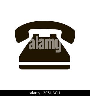 Icona del telefono fisso su sfondo bianco. EPS 10 piatto. Illustrazione Vettoriale