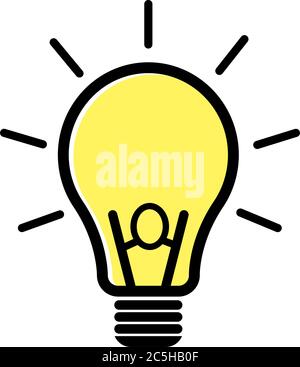 Icona lampadina. Illustrazione vettoriale piatta idea. Icone per il design, lo sfondo, il sito web. Illustrazione Vettoriale