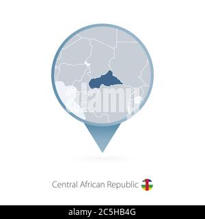 Mappa con mappa dettagliata della Repubblica Centrafricana e dei paesi vicini. Illustrazione Vettoriale