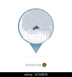 Mappa con mappa dettagliata del Burkina Faso e dei paesi vicini. Illustrazione Vettoriale