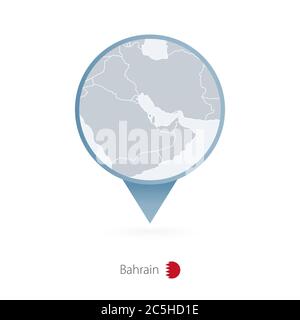Mappa con mappa dettagliata del Bahrein e dei paesi vicini. Illustrazione Vettoriale