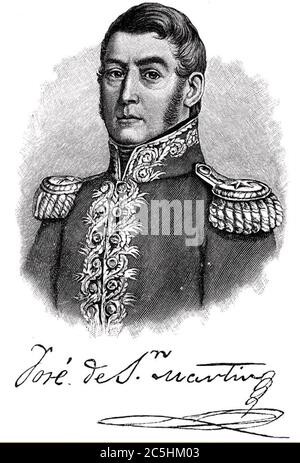 JOSÉ de SAN MARTIN (1778-1850) soldato e liberatore spagnolo-argentino Foto Stock