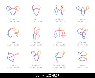 Semplice segno zodiacale oroscopo di contorno con data illustrazione vettoriale EPS10 Illustrazione Vettoriale