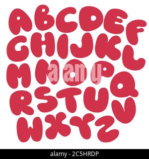 Le lettere chubby. Alfabeto per stampa e digitale. Tema per bambini, design scolastico. Vettore Illustrazione Vettoriale