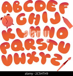 Le lettere chubby. Alfabeto per stampa e digitale. Tema per bambini, design scolastico. Vettore Illustrazione Vettoriale