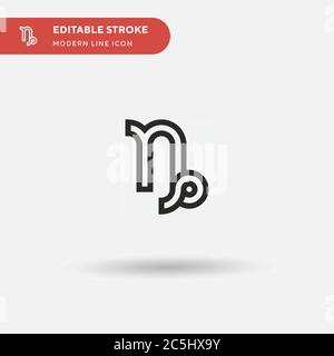 Icona vettore semplice Capricorno. Modello di disegno simbolo illustrazione per elemento UI mobile Web. Pittogramma moderno a colori perfetto su tratto modificabile. Icone Capricorno per il vostro progetto aziendale Illustrazione Vettoriale
