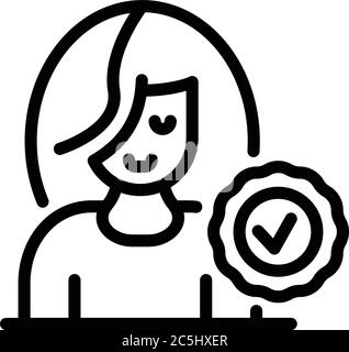 Icona del responsabile del turismo approvato, stile del contorno Illustrazione Vettoriale