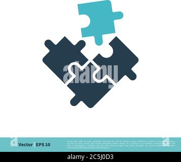 Jigsaw Puzzle pezzi icona Vector Logo modello Illustrazione Design. EPS vettoriale 10. Illustrazione Vettoriale