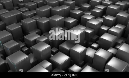 Sfondo astratto 3D. Dark Metallic Box 3d illustrazione tecnologia sfondo Foto Stock