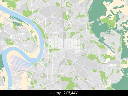 Mappa vettoriale della città di Düsseldorf, Germania Illustrazione Vettoriale