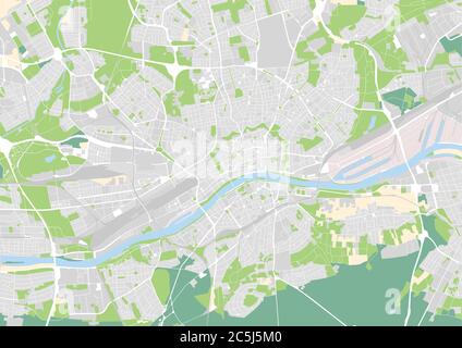 Mappa vettoriale della città di Francoforte sul meno, Germania Illustrazione Vettoriale