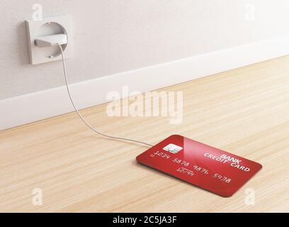 Ricarica con carta di credito. Addebitare una carta di credito. rendering 3d Foto Stock