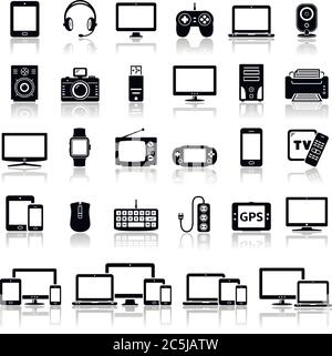 Set di icone dei dispositivi digitali moderni Illustrazione Vettoriale