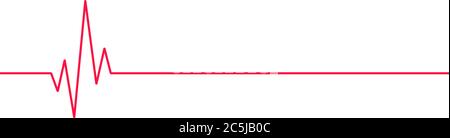 Icona della linea del battito cardiaco rosso. Su stile piatto su sfondo bianco vettore eps 10 Illustrazione Vettoriale