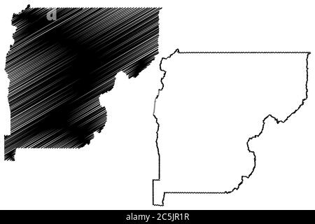 Valley County, Idaho (Stati Uniti, Stati Uniti d'America, Stati Uniti, Stati Uniti, Stati Uniti) mappa vettoriale, schizzo scrimolo Long Valley mappa Illustrazione Vettoriale