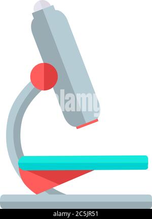 Semplice illustrazione vettoriale del microscopio in stile piatto. Illustrazione Vettoriale
