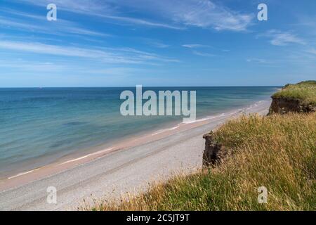 Sheringham Beach, Norfolk, Regno Unito. Tranquillità in estate. Foto Stock