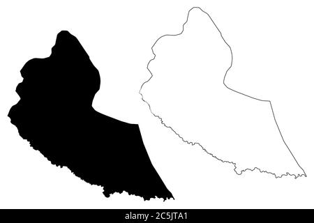 Ribeira Grande de Santiago comune (Repubblica di Cabo Verde, concelhos, Capo Verde, isola di Santiago, arcipelago) mappa vettoriale illustrazione, scribbl Illustrazione Vettoriale