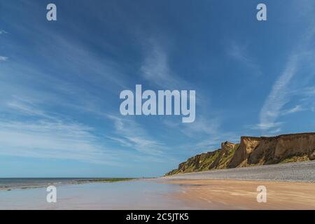 Sheringham Beach, Norfolk, Regno Unito. Tranquillità in estate. Foto Stock