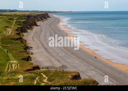 Sheringham Beach, Norfolk, Regno Unito. Tranquillità in estate. Foto Stock