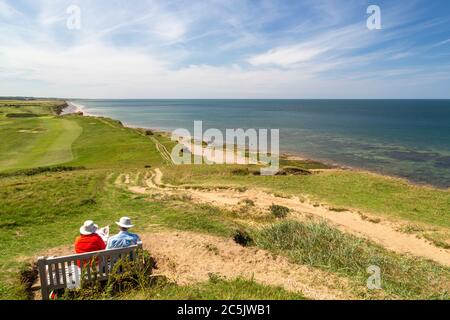 Sheringham Beach, Norfolk, Regno Unito. Tranquillità in estate. Foto Stock