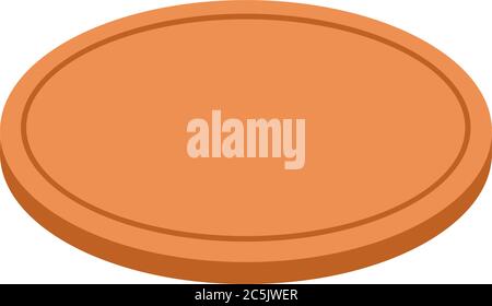 Tagliere Vector marrone in legno isolato su sfondo bianco. Rotondo. Per pizza e altri fast food. Illustrazione Vettoriale