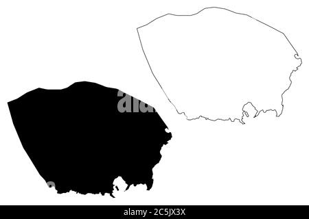 Comune di Praia (Repubblica di Cabo Verde, concelhos, Capo Verde, isola di Santiago, arcipelago) mappa vettoriale illustrazione, abbozzare mappa Praia Illustrazione Vettoriale