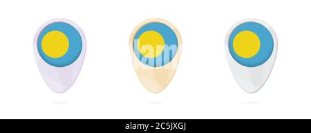 Cartografia con bandiera di Palau, versioni a 3 colori. Illustrazione Vettoriale