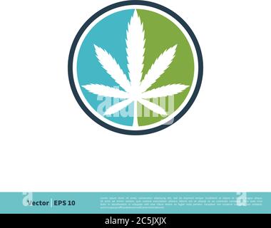 Disegno di illustrazione di modello di logo vettoriale di Ganja, foglia di canapa, Marijuana, icona di Ganja. EPS vettoriale 10. Illustrazione Vettoriale