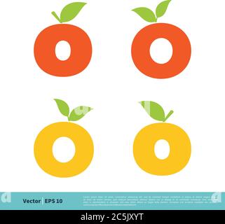 Letter o Orange Fruit icona Vector Logo modello Illustrazione Design. EPS vettoriale 10. Illustrazione Vettoriale