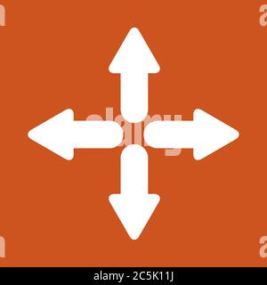 icona a 4 frecce su sfondo rosso. Illustrazione vettoriale. Illustrazione Vettoriale