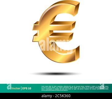 Logo vettoriale icona del simbolo dell'euro in oro disegno di illustrazione. EPS vettoriale 10. Illustrazione Vettoriale