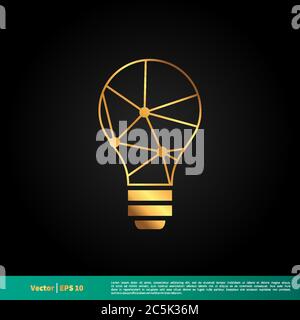 Disegno di illustrazione dell'icona della linea della lampadina dell'oro modello del logo del vettore. EPS vettoriale 10. Illustrazione Vettoriale