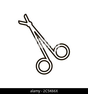 Icona delle forbici mediche in stile piatto alla moda isolato su sfondo bianco. EPS 10. Illustrazione Vettoriale